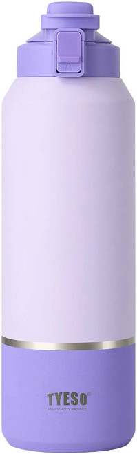 TYESO 泰碩 304不鏽鋼大容量保溫運動水壺, 拼色紫, 2000ml, 1個