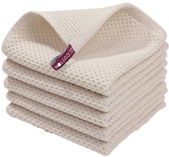 모노드 순면 사각 고리형 주방 수건, 아이보리베이지, 5개