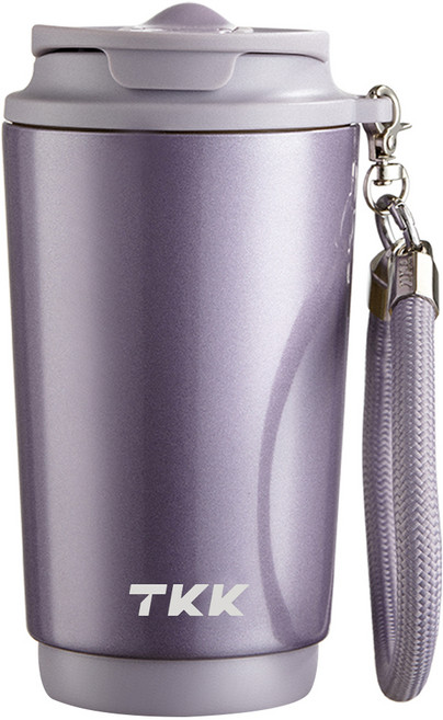 TKK 悅沁雙飲保溫咖啡杯 316不鏽鋼 陶瓷內膽, 瑪瑙紫, 1個, 400ml