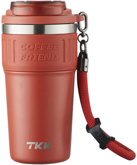 TKK 洛奇保溫咖啡杯 316不鏽鋼陶瓷內膽, 氣質紅, 1個, 630ml