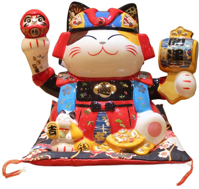 INTODECO 可愛武士招財貓 福貓 86119, 混合色