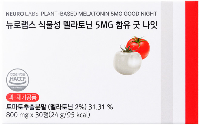 뉴로랩스 식물성 멜라토닌 5MG 함유 굿 나잇 24g, 1개, 30정