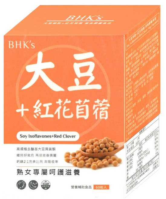 BHK's 大豆萃取 + 紅花苜蓿膠囊 60顆, 80g, 1組