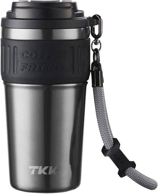 TKK 洛奇保溫咖啡杯 316不鏽鋼陶瓷內膽, 鎢鋼色, 1個, 630ml