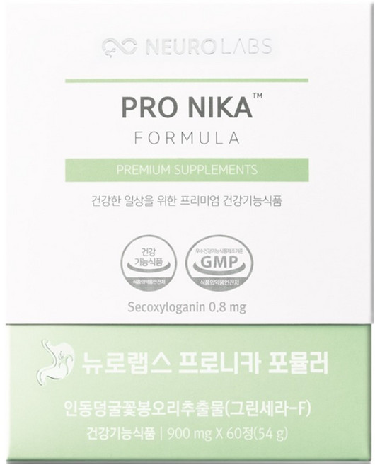 뉴로랩스 프로니카 위건강 위에 좋은 그린세라 F 금은화 영양제 54g, 60정, 1개