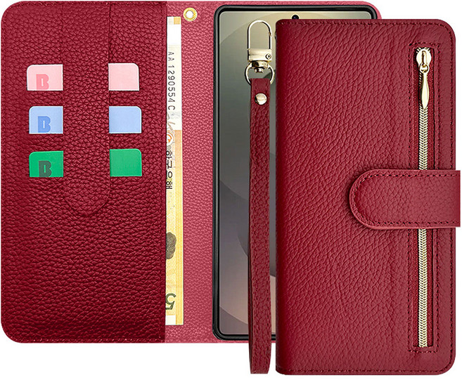 아이엔픽 케일린 천연소가죽 지갑 스트랩 다이어리 휴대폰 케이스