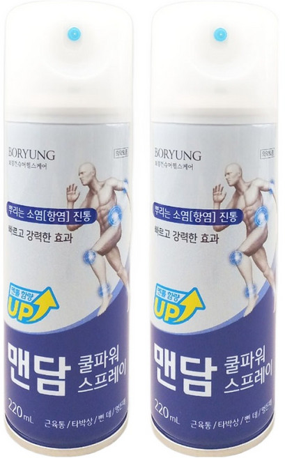 맨담 보령 쿨파워 스프레이 뿌리는 진통 220ml, 2개, 1개입