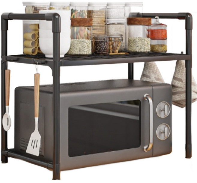B VID 家用廚房微波爐架 2層, 黑色, 1個