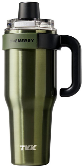 TKK T-One彈蓋冰霸杯 316不鏽鋼, 橄欖綠, 1個, 1.2L