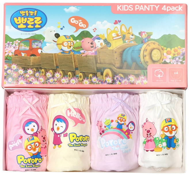 블루핀 아동용 뽀로로 순면 삼각팬티 4종 세트