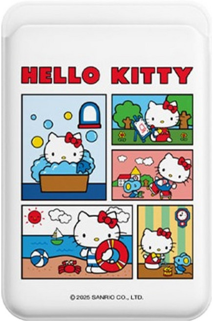 Hello Kitty 凱蒂貓 卡通3卡收納 MagSafe 卡槽 霧面, 1個, 白色