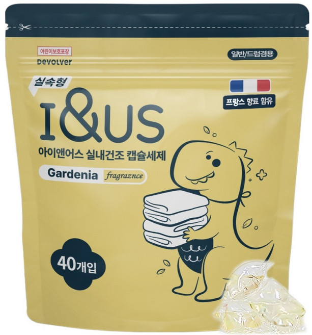 아이앤어스 실속형 실내건조 캡슐세제 가드니아향, 1개, 40개입