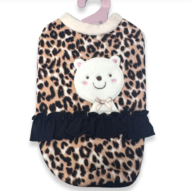 펫바디랩 반려동물 호피 곰돌 티, 혼합색상, 1개