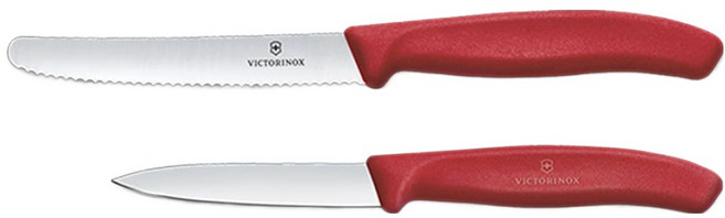 빅토리녹스 스위스 클래식 날 과도 2종 세트 레드 6.7111.2C1, 1세트, 물결 11cm + 일자 8cm