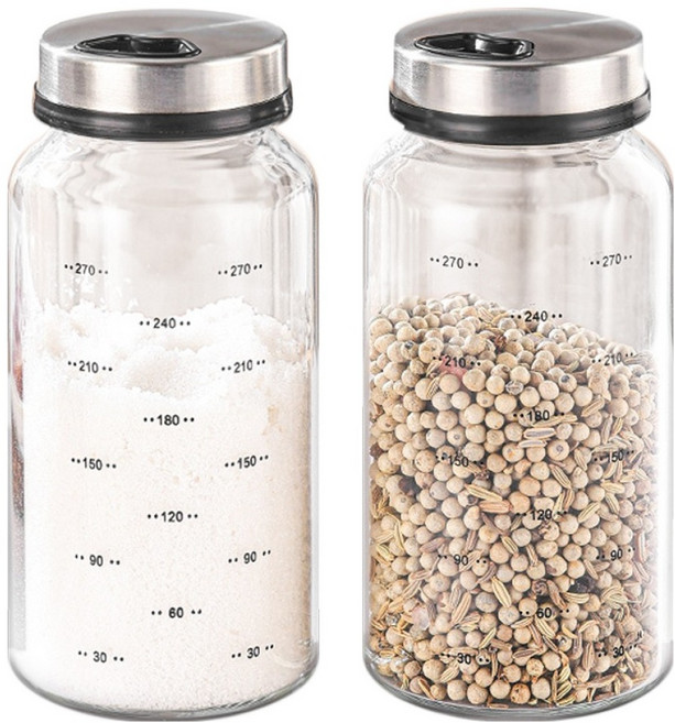 헬로키친 3단 조절 눈금 유리 양념병 300ml, 2개, 단품