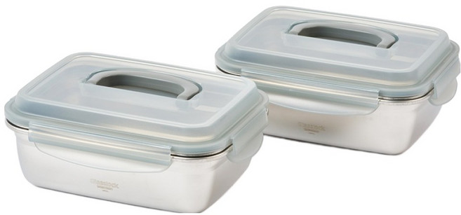 글라스락 셰프토프 클리드 스텐밀폐용기, 2개, 1.8L