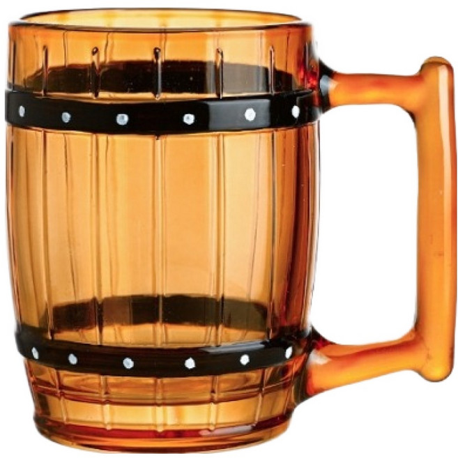 아메리칸로드 오크통 모양 유니크 맥주컵 엠버 300ml HR2535, 1개