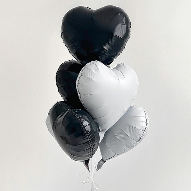 미소로운 파티 풍선 + 끈 세트, 글로시블랙(풍선), 2세트