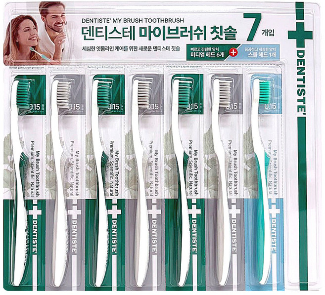 덴티스테 마이브러쉬 칫솔 미디엄 헤드 2종 x 3p + 스몰 헤드 세트, 1세트