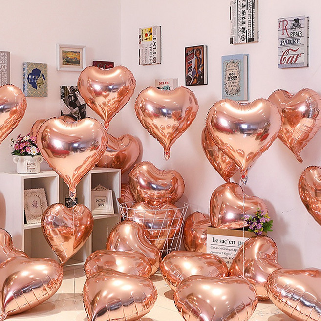 미소로운 파티 풍선 하트 45.72cm, 로즈골드, 10개
