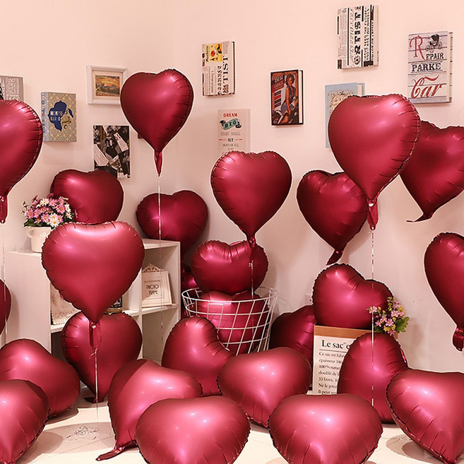 미소로운 파티 풍선 하트 45.72cm, 무광레드, 10개