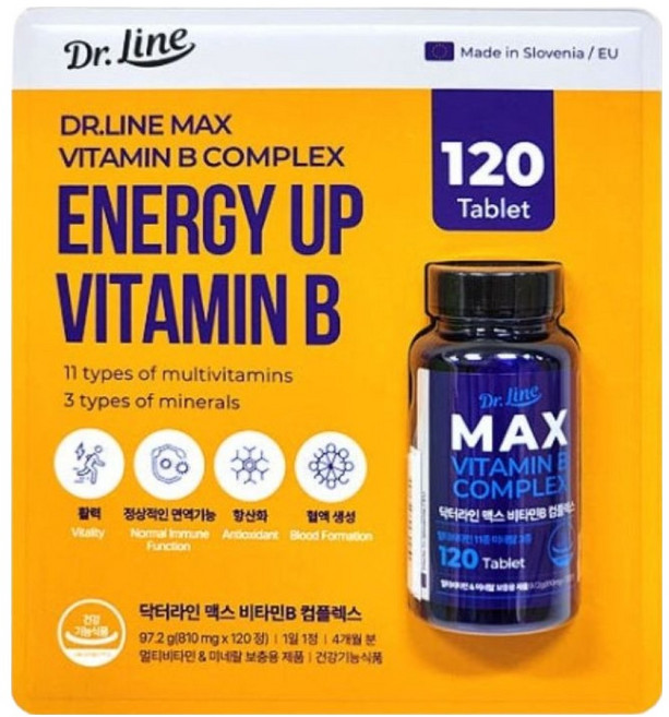 Dr.Line MAX 維他命B群, 1個, 120錠