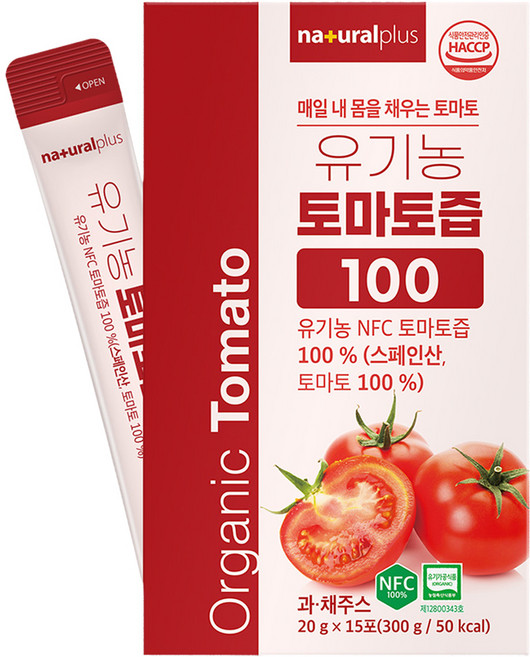 내츄럴플러스 유기농 토마토즙 100, 1개, 300g