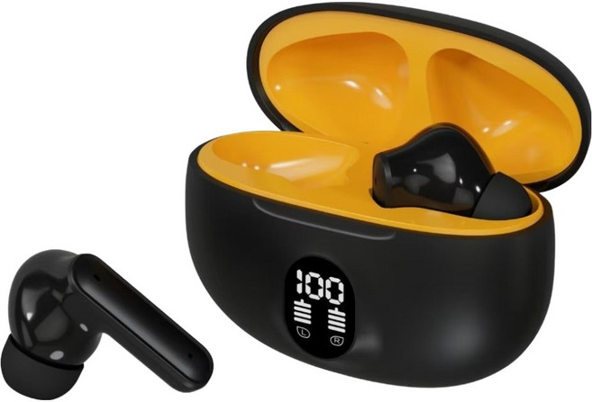 PLEIGO TWS LED 디스플레이 블루투스 이어폰, 블랙, N950