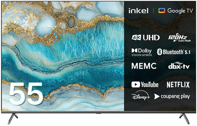인켈 4K UHD 구글 5.0 DLG 120Hz 스마트 TV, SD550CH, 고객직접설치, 스탠드형, 139cm(55인치)