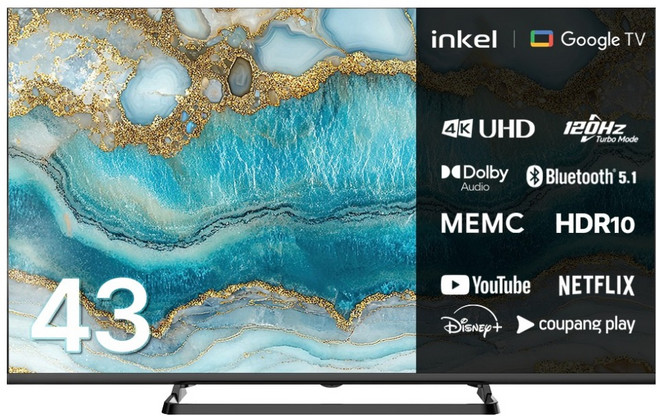 인켈 4K UHD 구글 5.0 DLG 120Hz 스마트 TV, SD430CH, 고객직접설치, 스탠드형, 109cm(43인치)