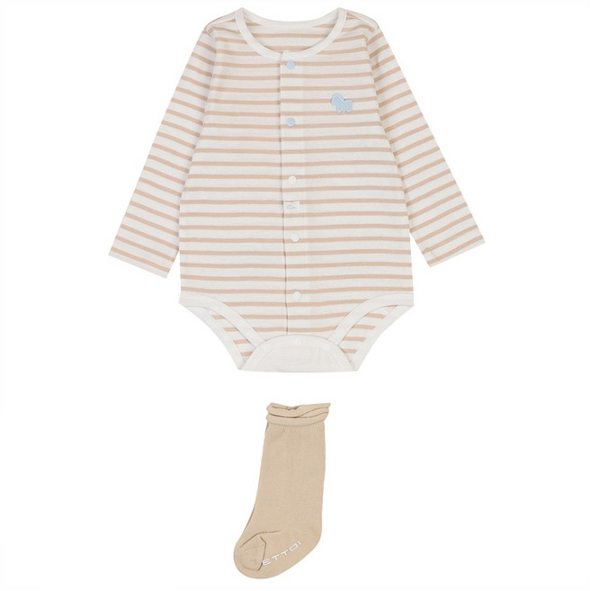 에뜨와 신생아용 토르티 ST 면 바디수트 + 양말 선물포장 세트 + 쇼핑백