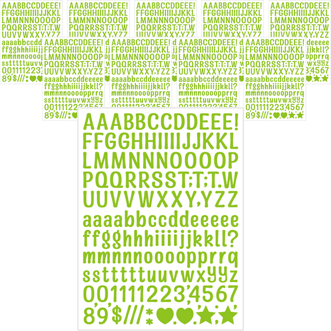 미소로운 알파벳 스티커 12.8 x 17.2 cm, 라이트그린, 10개