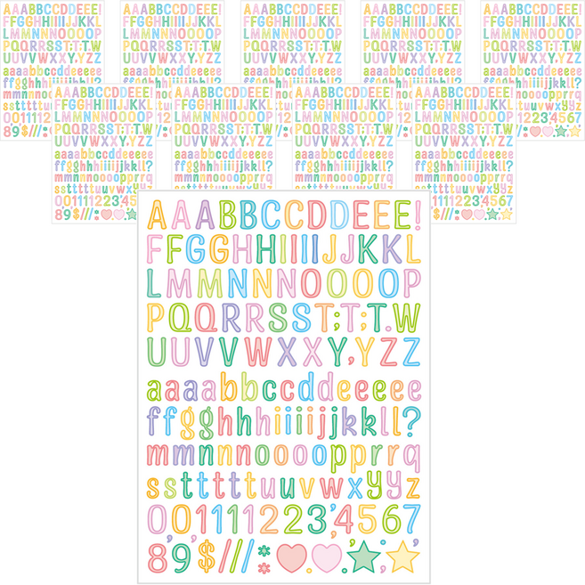 미소로운 알파벳 스티커 12.8 x 17.2 cm, 레인보우, 10개
