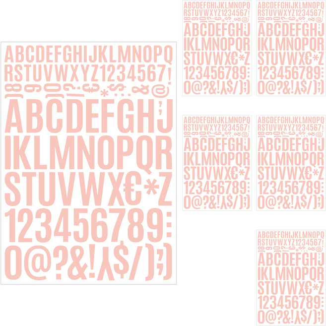 미소로운 방수 알파벳 스티커 21 x 29 cm, 핑크, 6개