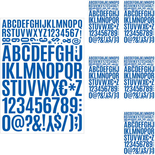 미소로운 방수 알파벳 스티커 21 x 29 cm, 블루, 6개