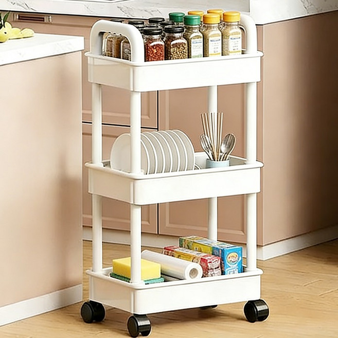 프란다스 이동식 트롤리, 화이트, 3단
