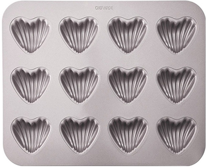 쉐프메이드 줄무늬 하트모양 마들렌틀 12구 WK9422, 1개