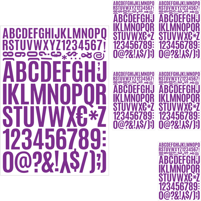 미소로운 방수 알파벳 스티커 21 x 29 cm, 퍼플, 6개