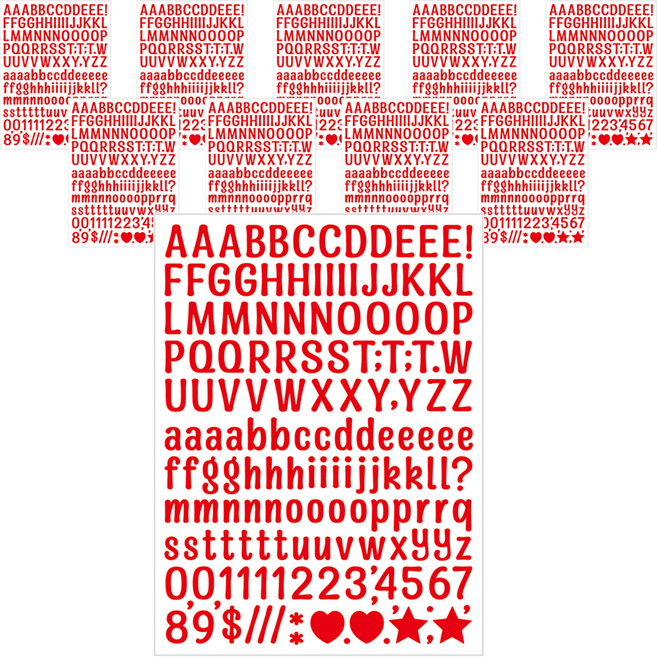 미소로운 알파벳 스티커 12.8 x 17.2 cm, 레드, 10개