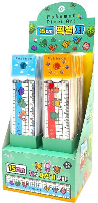 寶可夢 像素藝術尺 15cm 2款 x 20入組, 混合色, 1套