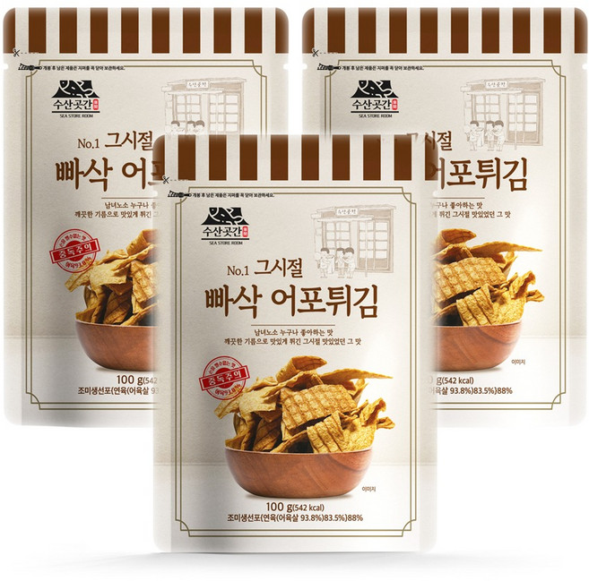수산곳간 카놀라유 빠삭 어포튀김, 100g, 3개