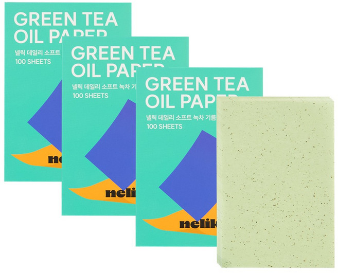 넬릭 데일리 소프트 녹차 기름종이, 3개, 100매입