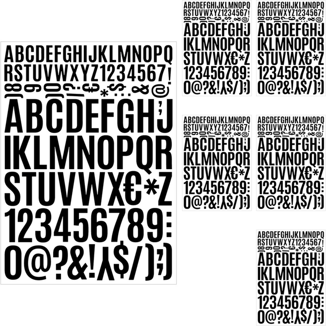 미소로운 방수 알파벳 스티커 21 x 29 cm, 블랙, 6개