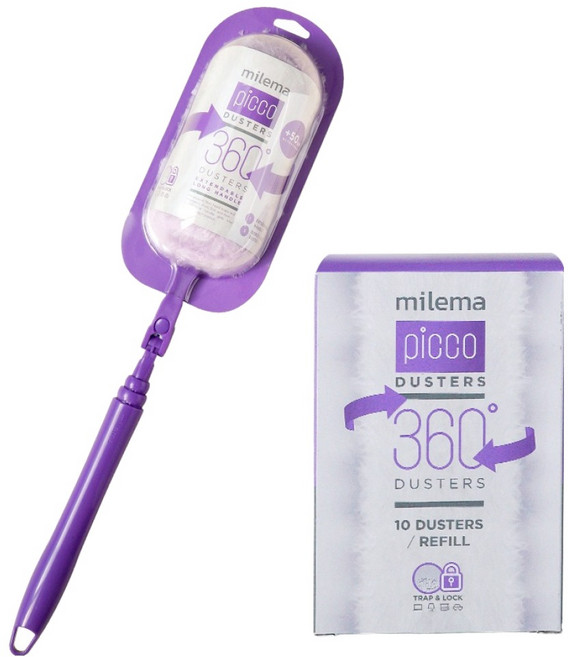 밀레마 피코 더스터 360 양면 흡착 먼지털이 퍼플 롱핸들 + 리필 13p 세트, 1세트
