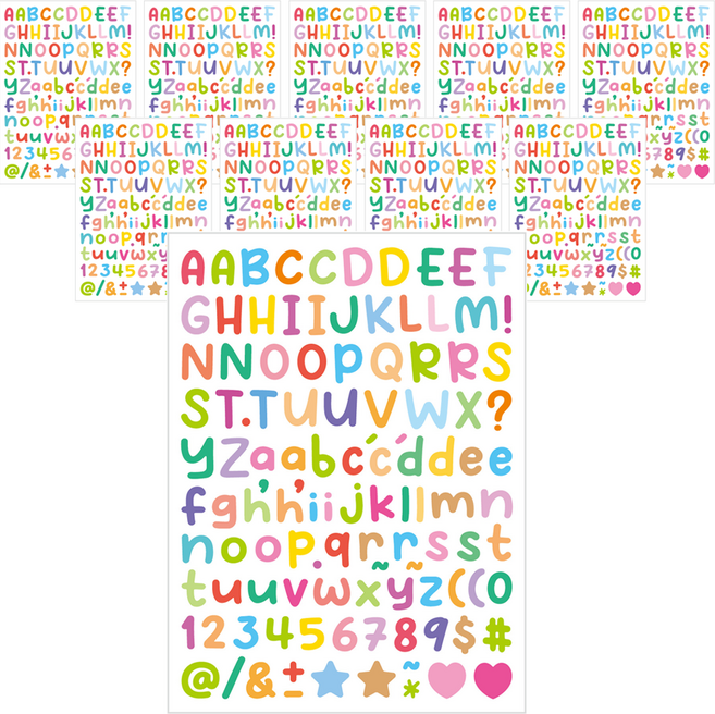 미소로운 손글씨 알파벳 스티커, 캔디컬러, 10개