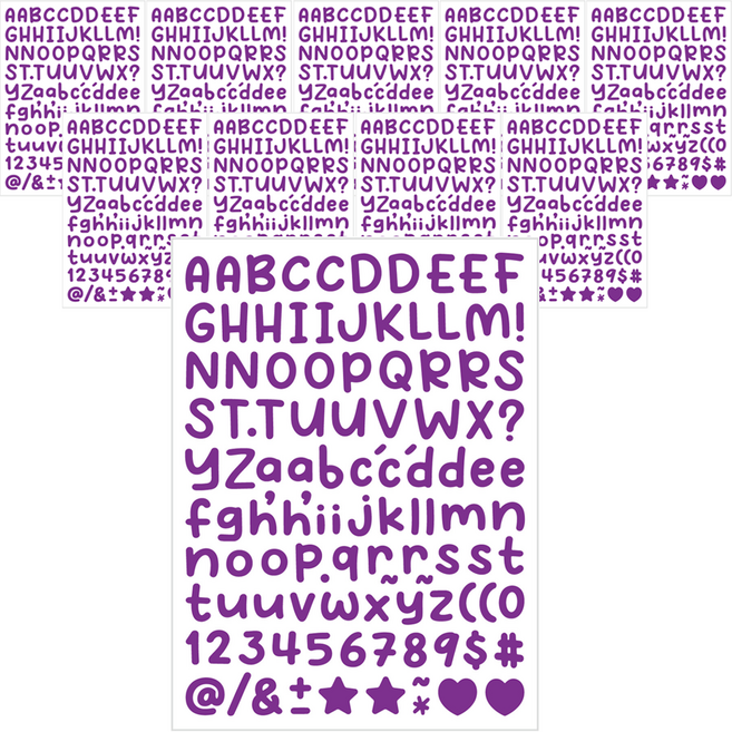 미소로운 손글씨 알파벳 스티커, 퍼플, 10개