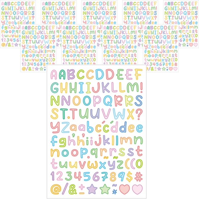 미소로운 손글씨 알파벳 스티커, 레인보우, 10개