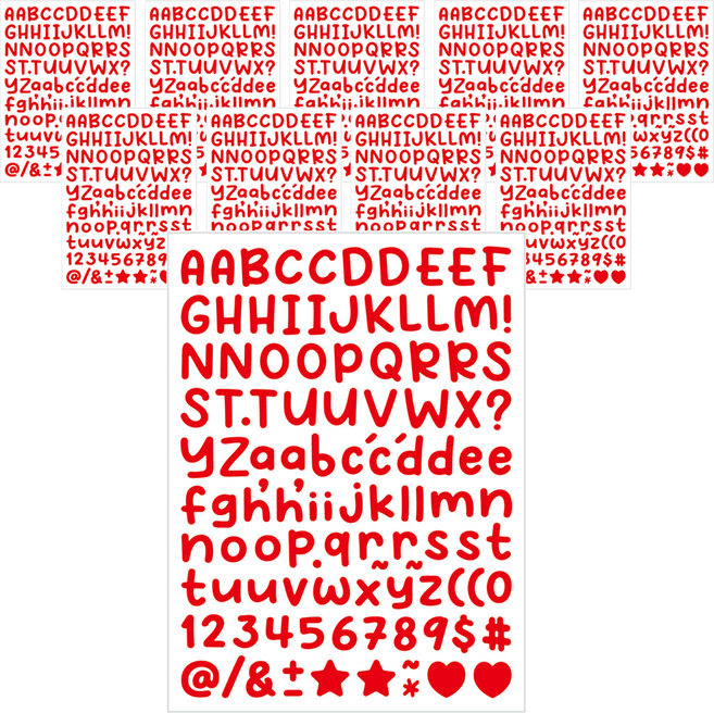 미소로운 손글씨 알파벳 스티커, 레드, 10개