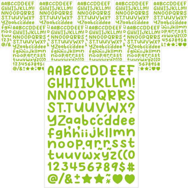 미소로운 손글씨 알파벳 스티커, 라이트그린, 10개