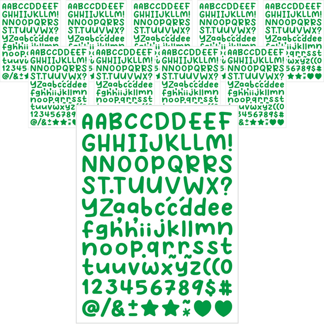미소로운 손글씨 알파벳 스티커, 그린, 10개